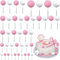 Jetec 66 Stück Mini Kugeln Tortendekos Ball Torten Topper Schaumkugeln Kuchen Topper Kugeln Cupcake Topper DIY Kuchenstecker Kuchendeko für Hochzeit Geburtstag (Rosa, Weiß)