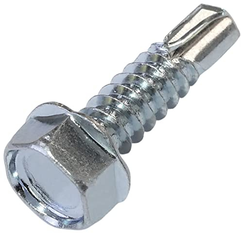AERZETIX - C57390 - Lot de 50 Vis autoperceuse à collerette/embase estampée Ø6.3x25 mm - empreinte de la tête hexagonale 10 mm - DIN 7504K - en acier - couleur argent