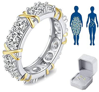QKKO Magnetischer Zirkon-Shaping-Kreuz-Voll-Moissanite-Diamant-Ring, neuer magnetischer Zirkon-Shaping-Ring zur Gewichtsabnahme, Sterlingsilber X Criss Cross-Ring (1pc-Gold,#5)