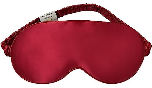 YUNCHI 100% Schlafmaske Seide Frauen Damen Herren Bequem Bio Satin Schlafbrille Silk Sleeping Eye Mask Augenmaske 19 Momme Reine Maulbeerseide Stoff Augenbinde Zum Schlafen (Burgunder Rot)