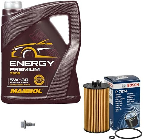 Inspektionspaket Wartungspaket Filterset mit 5 L Motoröl Energy Premium 5W-30, Ölfilter, Verschlussschraube