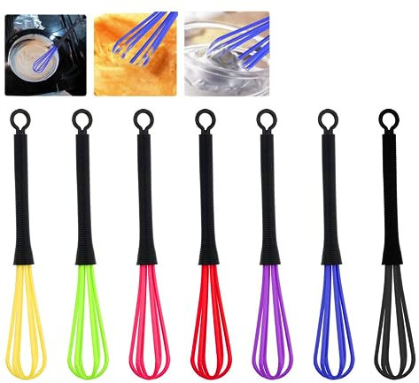 7 Pièces Fouet Cuisine,Cuisine Accessoires,Batteur Manuel,Mini Fouet Cuisine,Petit Fouet Cuisine,Plastique Mini Fouet Ballon Mixer, Outil Fouet de Cuisine pour La Cuisine Ou Teinture des Cheveux