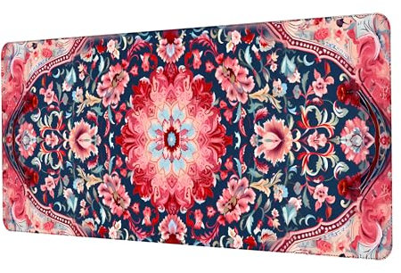 ProbTis Cherry Red Persian Rug Mouse Pad, Large Gaming Cool Mouse Pad, Non-Slip Rubber Base, 31.5”x11.8”