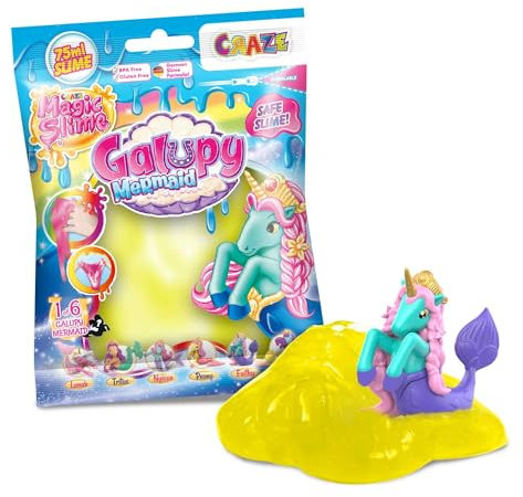 CRAZE Magic Slime Bag GALUPY Mermaid | Schleim Kinder im Beutel 75ml Slime Set mit Galupy Mermaid Einhorn Figur Überraschung, geruchsneutral, rückstandsfrei