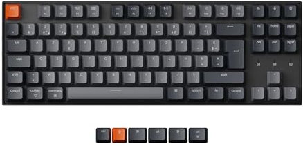 Keychron K8 Clavier de Jeu mécanique sans Fil, 87 Touches 80% Design rétroéclairées par LED Blanches Rechargeables USB-C Clavier Filaire Bluetooth, Gateron G Pro Switch Rouge pour Mac/Windows
