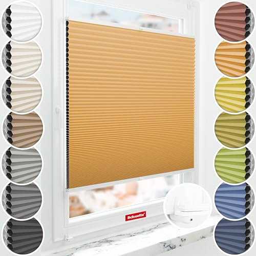 Schuette® Wabenplissee ohne Bohren: Citrus Glow (Orange) ● 80x150cm (Breite x Höhe) ● Suprafix Faltrollo X Klemmfix Rollo ● Blitzschnelle Montage inkl. Video