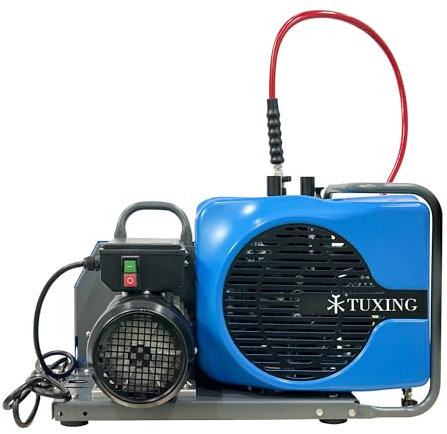 TUXING 4500 Psi 300 Bar Hochdruck-Tauchkompressor, PCP-Luftkompressor, Auto-Stop, 3,5 CFM 100 l/min Luftstrom für Tauchen, Atmen, Schnorcheln, Wassersport, Paintball, 110 V, 60 Hz, einphasig (TXEDM043