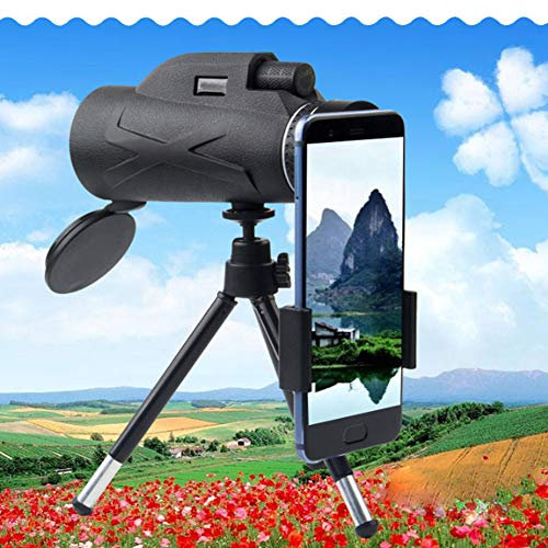 XIKDJ 80X100 HD Hiking Night Vision Zoom Hunting Portable Waterproof Outdoor Camera Optical Lens Photograph Monocular Telescope(With Phone Adapter + Tripod)
