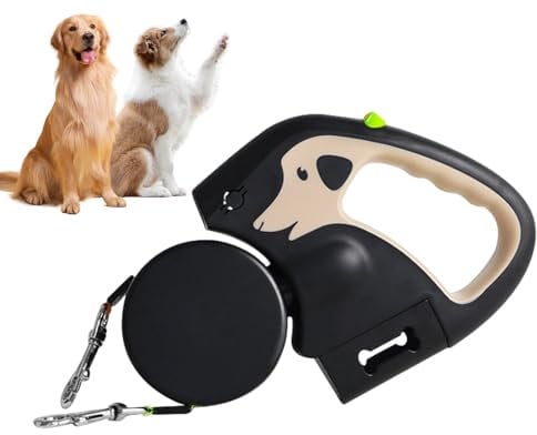 Doppelendige Hundeleine 3m mit Licht, Automatische Hund Versenkbar Leine, Rollleine Hundeleine für 2 Hunde, Anti-Rutsch-Griff und Schnellbremsknopf, für Hunde bis zu 25kg Gewicht, Nachtbeleuchtung
