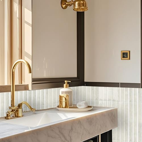 Alwayspon Selbstklebende 3D-Wandfliesen-Aufkleber, 30,5 x 30,5 cm, Beige, 10 Bögen, abziehen und aufkleben, selbstklebend, wasserfest, Spritzschutz, Fliesenaufkleber für Küche, Badezimmer, Wand