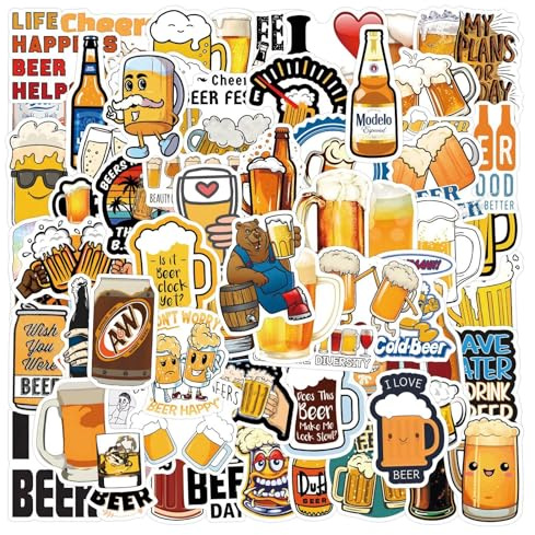 Luzhans Bier wasserdichte Aufkleber Set Geschenk für Jugendliche Erwachsene 100 Stück Beer Vinyl Sticker Deko für Auto Motorräder Fahrrad Skateboard Snowboard Gepäck Laptop Scrapbook Auto Koffer