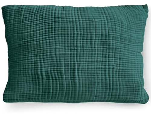 PinkZebra Bio-Musselin Kissenbezug 40 x 60 cm für Kinder & Erwachsene, ÖkoTex Zertifiziert, weicher Kopfkissenbezug GOTS-Zertifizierung, Kissenhülle, Malachit