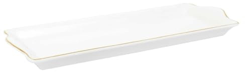 Plat de Service Rectangulaire en Porcelaine Liseré Doré 31x15 cm - CLASS