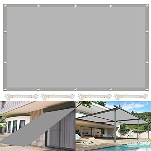 Sunset Deluxe Sonnensegel für Gartenpavillon, UV-Schutz, wasserabweisend, mit Spannseilen für Terrasse, Camping, Hellgrau 21985