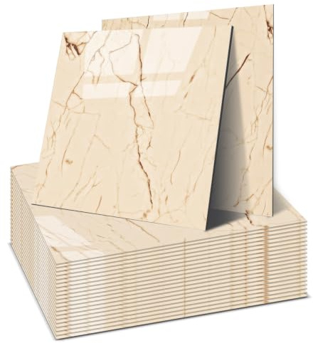 Wandfliesen Selbstklebend, OJTOJT Tile Stickers 22 Stück, Peel and Stick Tiles 30X30CM, Wasserfest & Schmutzabweisend, Schneidbar DIY, 7 Farben, für Badezimmer, Küche, Wohnzimmer (Khakibeige)