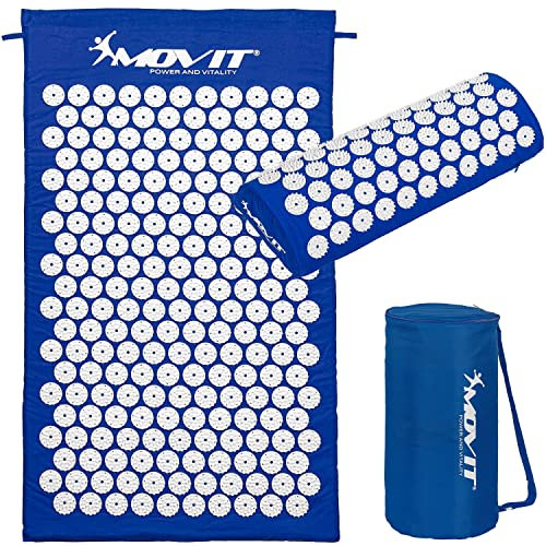 MOVIT® Akupressurmatte, Modell »TUINA« (75x44x2,5cm) inkl. Kissen & Tasche, schadstoffgeprüft, Bezug 100% Baumwolle, dunkelblau, Massagematte