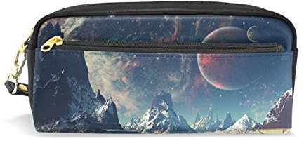 Eslifey Tragbare Tasche Alien Planet PU Leder Schultasche Stifteetui, Stifteetui, Wasserdicht, Kosmetik Tasche Make-up Beauty Case