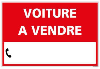 Panneau Voiture à Vendre - Rouge - Plastique Rigide AKILUX 3,5mm - Dimensions 600x400 mm - Livré avec Une Planche de Chiffres - Protection Anti-UV