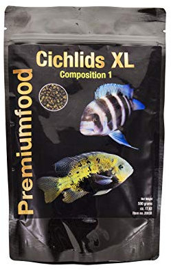 Cichlids XL Premium Granulat Composition 1, 500g Hauptfutter für Cichliden und andere große Herbivore Fischarten mit Schwerpunkt auf pflanzlicher Nahrung
