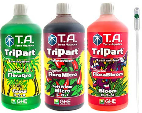IVORYS-GARDEN GHE TRI-Part Flora Series Pack Dünger Grow Micro SW Bloom Set Senua General Soft-Water Europe Hydroponics TA T.A. Flora-Gro (Weiches Wasser)