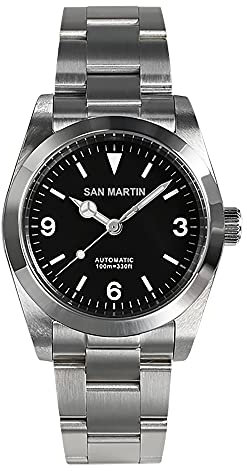 NC San Martin SN021G Explorer Homage Uhr 36 mm Vintage Saphirglas PT5000 Automatische mechanische Uhren für Herren (Color 2)