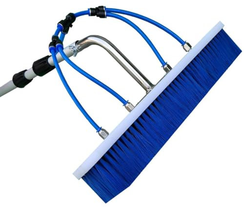Connecticut Lange Solarpanel-Reinigungsbürsten-Set, robuste Nylon-Wasserbürste mit PU-Rohr und flexibler Teleskopstange aus Aluminium, 1,5 m bis 4 m, für Solarmodule (4 Meter), Blau