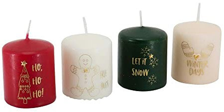 Klocke Kerzen Kleine Weihnachtskerzen im Set – 12 Stück - Kerzenset mit Aufschrift & Motiven - Dekoration Weihnachten (Christmas Mix 3)