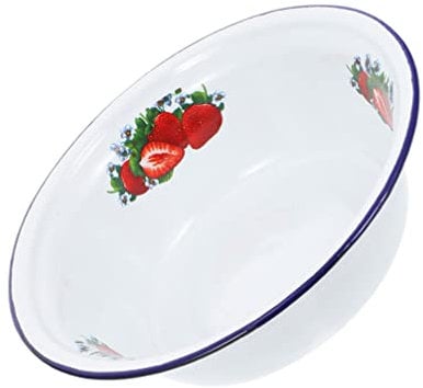 BESTonZON Emailware Dinner Teller Retro Emaille Schüssel Küche Vintage Emaille Topf Lebensmittel Servierplatte Vintage Salat Fruchtsuppe Servierschale Chinesischen