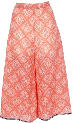 GURU SHOP Knöchellange Palazzohose, Weite Boho Sommerhose, 7/8 Baumwoll Hosenrock - Lachsorange, Damen, Size:S