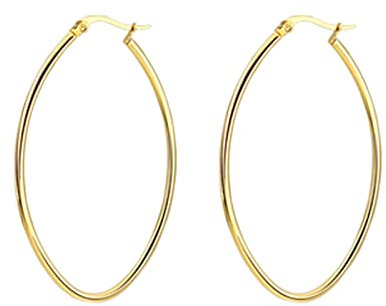 Lieson Ohrringe Creolen Titan, Creolen Ohrringe Gold Ohrstecker Elegante Rund 60MM