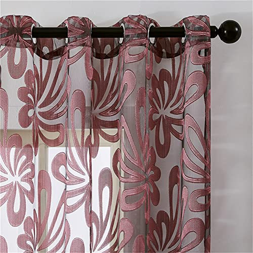 Hiseng Voile Vorhänge mit Ösen Durchsichtig Halbtransparent Ösenvorhang für Fenster Wohnzimmer Schlafzimmer Moderne und Elegante Transparent Gardine 2er Set (Lila,132x160cm)