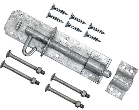 TERF® Heavy Duty Brenton Bolt Galvanised 150mm (6 inch) Strong Pad Bolt with Fixing Screw for Garden Sheds Garage Gate Lock Commercial Doors and Out House Doors - 150mm