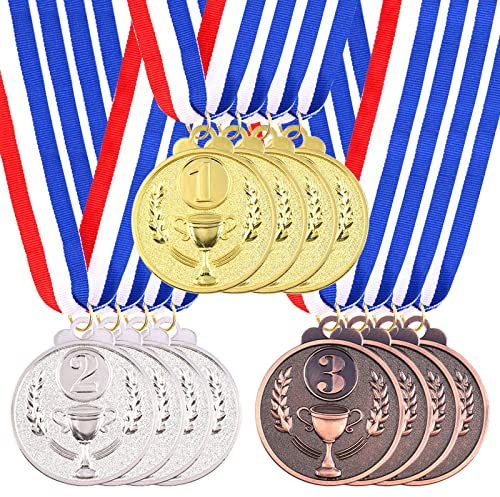 Swpeet Award Metal Kids Vinnare Medaljer, Guld Silver och Brons Medaljer med Trophy Mönster 1 2 3 Priser för Sport, Tävlingar, Fest