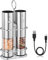 Rechargeable Electric Salt and Pepper Grinder Set with Holder - Nicely Packaged Giftable - No Battery Needed - Automatic Pepper Mill & Adjustable Coarseness & LED Light Refillable - Stainless Steel