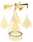 URFEDA Zedernholz Teelicht Karussell Glas Teelichthalter Gold Teelichtglas Rotierender Kerzenhalter Eisen Metall Kerzenständer für Valentinstag Deko Geschenk Hochzeit Dekoration Wohnzimmer Tischdeko