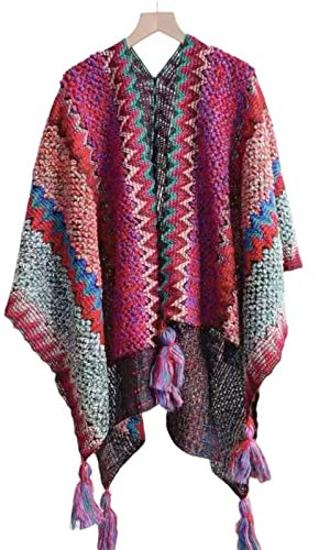 WLLDDDIU Schal Groß,Winterschals, Quastenschal, Dreiecksschal, Warmer Schal, Dicke Decke, Boho-Ethnischer Tibetischer Schal, Großer Winterschal, Trendige Stola-Schals Für Frauen