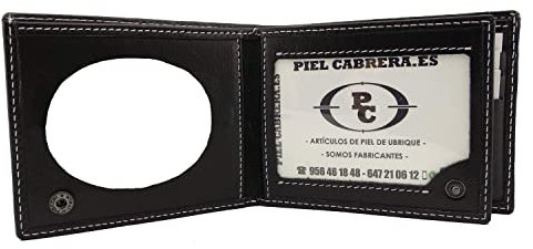 Cartera Porta Placa con Monedero para Guardia Civil, Policía Local, Protección Civil, Seguridad Privada, Cruz Roja. Mod. HONORES (Negro)