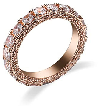 Wycian Alliance en Or Rose, Bague Chaine Cercle Zirconium Taille Personnalisable pour Femme Mère Bijoux Fiançailles