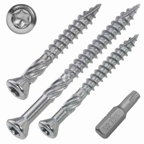 SCREW REBEL Terrassenschraube ST-FIX Edelstahl A2 5,0 x 70mm - 500 Stück inklusive S2-Bit, TX 25, Zier-Senkkopf, Schaftfräser, Sägezahn Gewindeschliff, Cutspitze, Dielenschraube gewachst