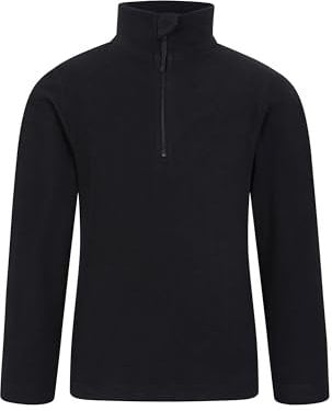 Mountain Warehouse Camber II Kids Half-Zip Fleece - Lightweight & Breathable Microfleece Sweatshirt, Boys & Girls - Autumn, Winter, Outdoors, Travel Jet Black Teen Size 13 Years