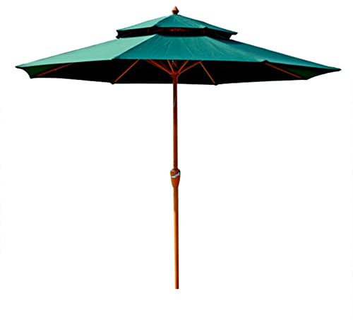 Ombrellone da 8,8 Piedi, Ombrellone da Tavolo da Esterno, Ombrellone da Mercato per Patio Esterno Doppio con Sollevamento a Manovella, 8 Stecche, Design a Grana di Legno Imitazione Osso ( Color : Gree