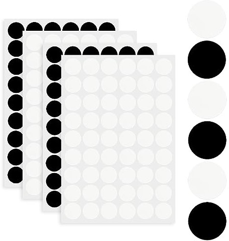 216 Pièces Auto-Adhésif Trou de Vis Autocollants, Capuchons Autocollants pour Vis, Vis Trou Autocollants, Autocollants Trous de Vis,Cache Couvre Vis,21 mm,pour Vis Porte Armoire Meubles (Noir, Blanc)