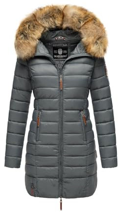 MARIKOO Damen Winter Übergangs Jacke Winterjacke Stepp Mantel gesteppt B647 [B647-Rosen-Stormy-Blue-Gr.XL]
