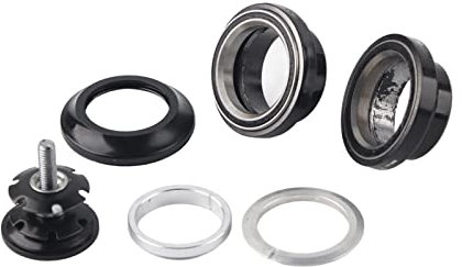 EVGATSAUTO 1 1/8 Steuersatz ohne Gewinde, Steuersatz, Aluminiumlegierung 34 Mm Fahrrad-Steuersatz für 28,6 Mm Gerades Gabelschaftlager (Schwarz)