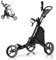 SPOTRAVEL 3 Wheel Golf Push Pull Cart, Folding Golf Trolley with in Foil Coated Storage Bag, Elastic Strap, Adjustable Umbrella & Cup Holder, Portable Golf Bag Holders (Gray)