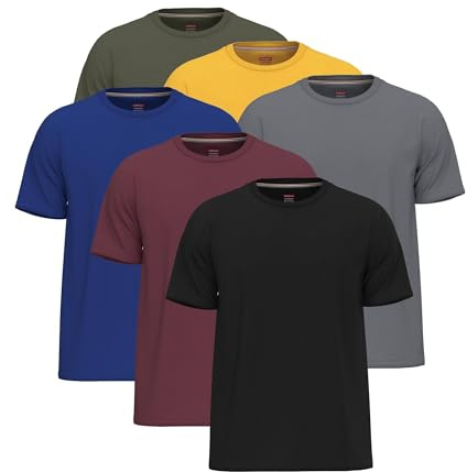 SoftSpun Lot de 6 T-Shirts Homme en Coton |100% Coton T-Shirts de Homme | Col Rond Multipack