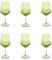 Evviva Juego de 6 copas de vino de cristal, base mate, color verde, capacidad 490 cc, lavables en lavavajillas