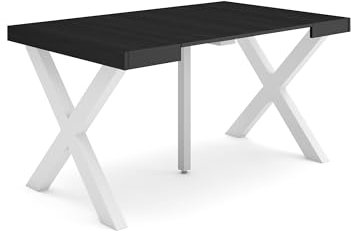 Skraut Home | Table Console Extensible | Console Meuble | 140 | pour 6 Personnes | Pieds Bois Massif | Style Moderne | Noir