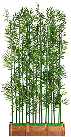 1 m hoch, simulierter grüner Bambus, künstliche Pflanzen, Bäume, Hotelgeschäft, Zuhause, Raumteiler, Innentrennwand, Außengarteneingang, Ornamente, Hofzaun, Holzsockel (Farbe: 1 Stück, Größe: 30 x 18