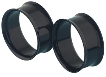 Decentraland 2 Stück Schwarze Einfachheit Acryl Double Flare Ohr Messgeräte Ohrstöpsel Tunnel Körper Piercing Schmuck 5/8(16mm)
